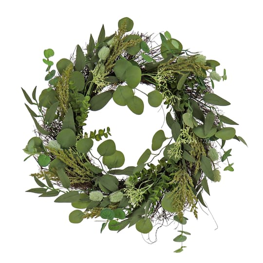 22" Eucalyptus & Baby’s Breath Spring Wreath
